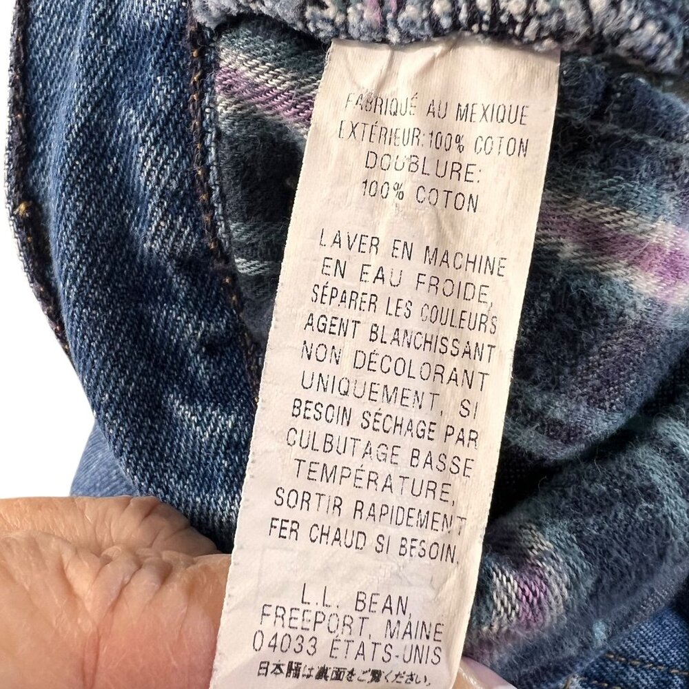 LL Bean Womens Blue Jeans Plaid Lined 14 MT Plaid Lined Original Fit Work Wear - Picture 6 of 14